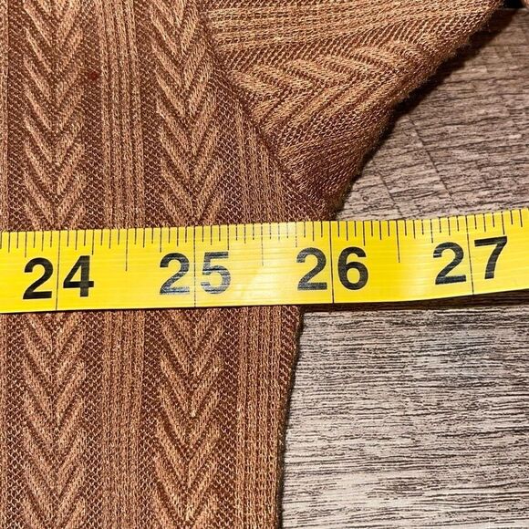 Pink Lilly‎ Womens Knit Herringbone Textured Button Front Blouse Chestnut Medium - Picture 7 of 8